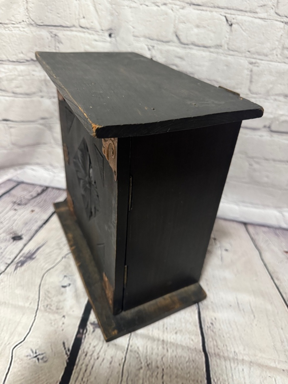 Spiritual Herb Wicken Decorative Black Wooden Cabinet with Copper Accents - Picture 6 of 8